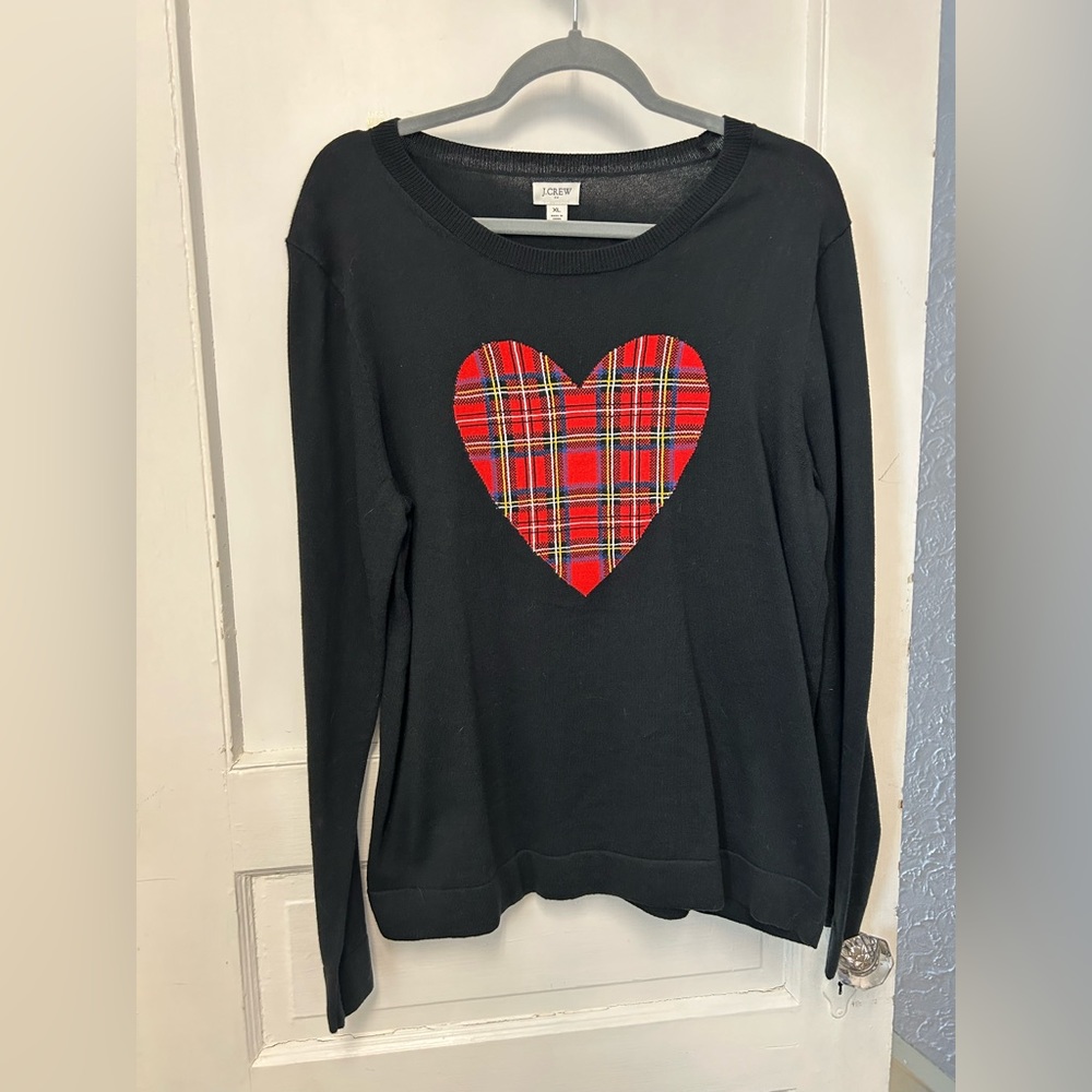 Plaid Heart Sweater NWOT